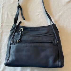 Stone Mountain Blue Leather Shoulder Bag